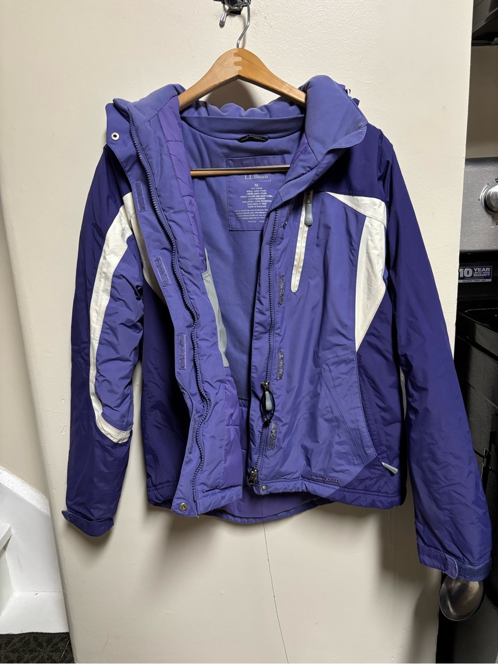 L.L. Bean Women's Two-Tone Purple Ski Jacket with White Accents